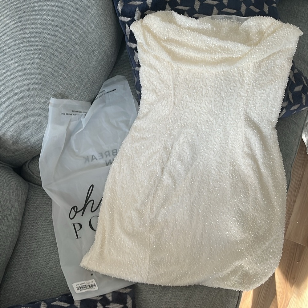 Oh Polly Strapless Cream Mini Dress